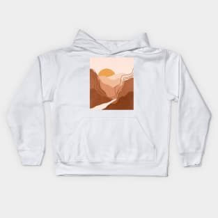 Abstract boho sunrise mountain landscape 3 Kids Hoodie